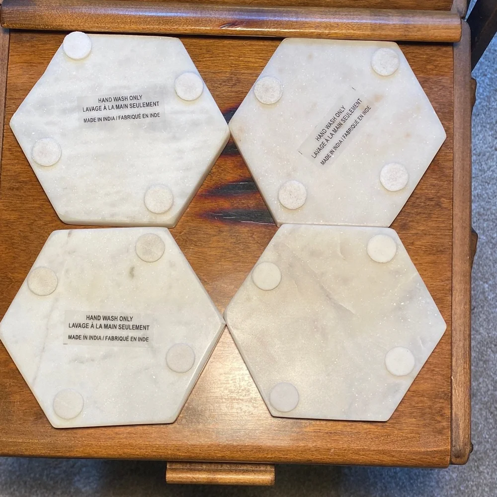Hexagonal Marble Coasters Set